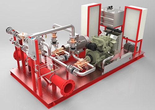 Pumps for dosing of foam concentrate in fire fighting stable system